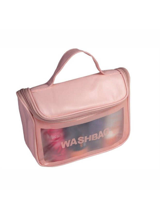 Homestrap Cosmetic Storage Organizer for Home, Travel, Toiletry |Makeup Bag for Brushes & Accessories |Waterproof Portable Carry Pouch with Handle(Light Pink)(Shark Tank Product)