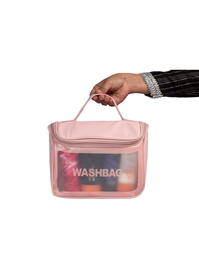 Homestrap Cosmetic Storage Organizer for Home, Travel, Toiletry |Makeup Bag for Brushes & Accessories |Waterproof Portable Carry Pouch with Handle(Light Pink)(Shark Tank Product)