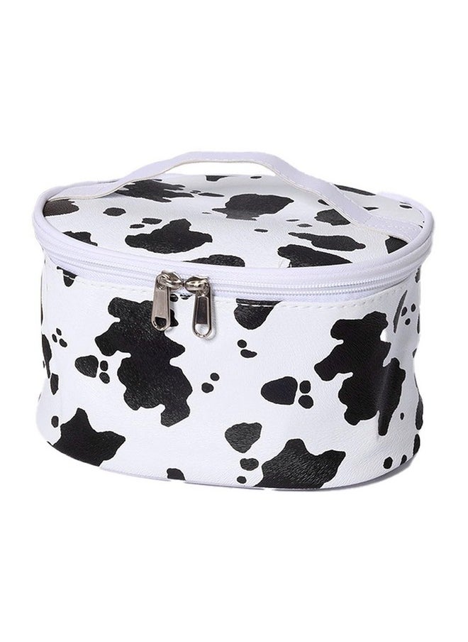Wolpin PU Vanity Bag for Makeup Cosmetic Kit Storage Organizer Travel Toiletry with Big Compartment, Waterproof Makeup Brush Holder Portable (21.5 x 16.5 x 12 cm) Cow Print