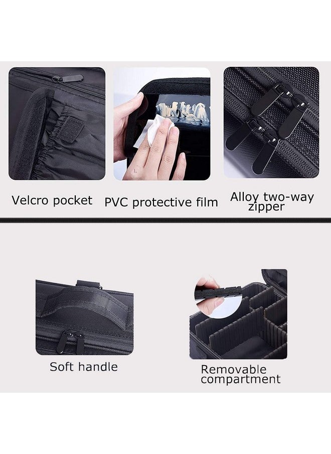 LACOPINE Travel Professional Makeup Cosmetic Bag For Women | Portable Artist Storage Makeup Brush Bag With Adjustable Dividers (Black, 18 Inch (2 Layer))