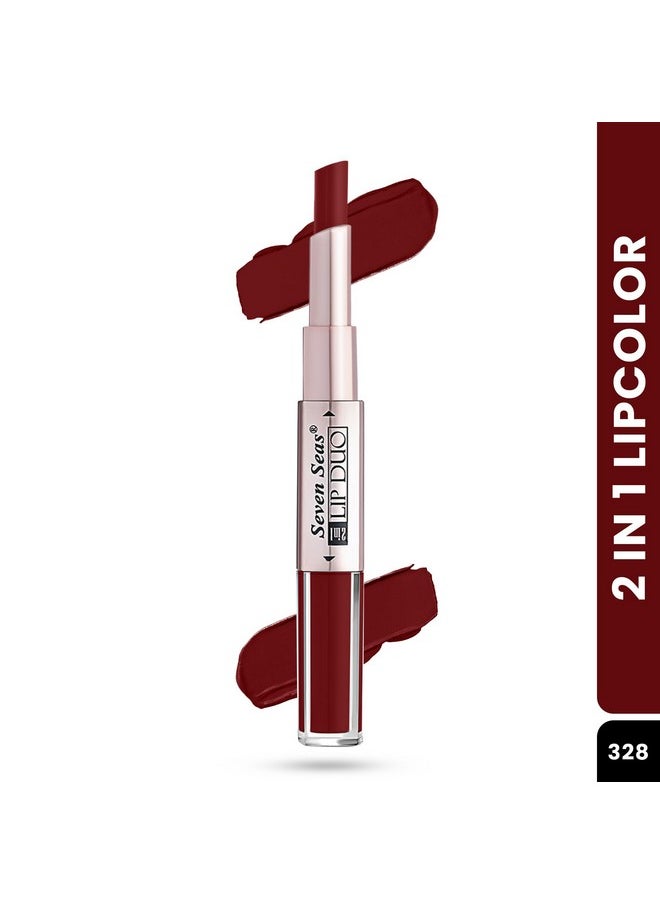 Seven Seas Lip Duo 2 In 1 Lipstick Matte Finish 2-in-1 Duo Liquid Lipstick with Matte Finish and Moisturizing Gloss (Tamoto Red 1, 7ML)