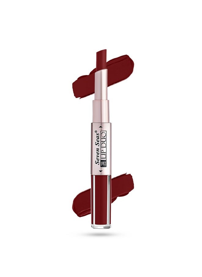 Seven Seas Lip Duo 2 In 1 Lipstick Matte Finish 2-in-1 Duo Liquid Lipstick with Matte Finish and Moisturizing Gloss (Tamoto Red 1, 7ML)