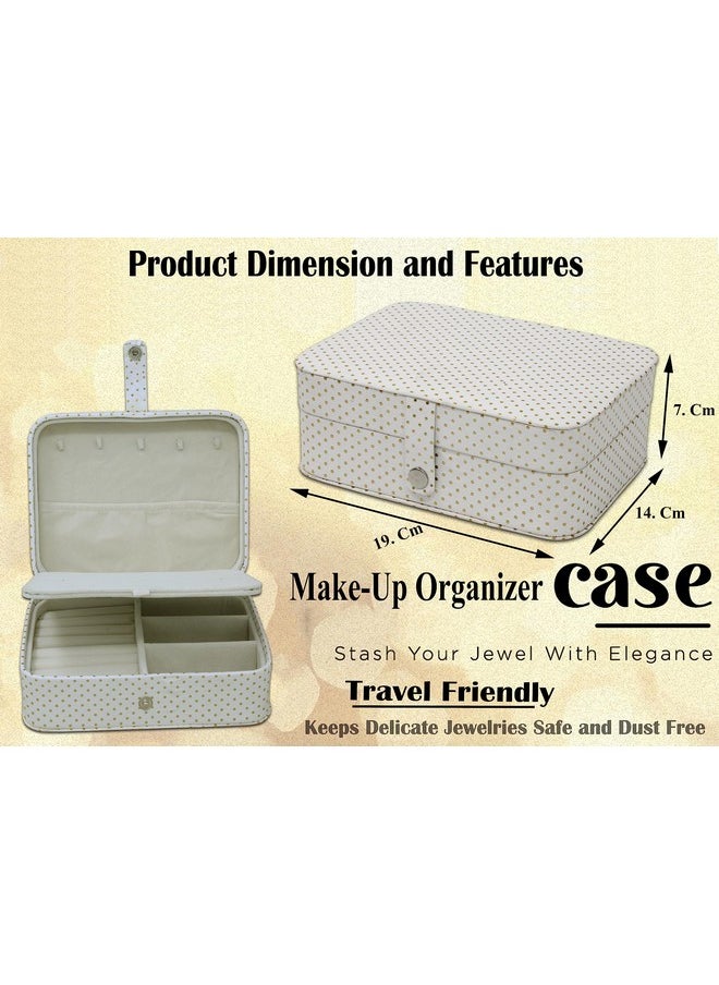 atorakushon PU Leather Makeup Storage Box Travel Cosmetic Locker Box Set Necklace Pouch Ring Earring Jewellery Organizer for Woman (Cream)