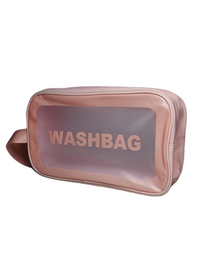 Queue Clear Toiletry Bag, Wash Make Up Bag PVC Waterproof Zippered Cosmetic Bag, Portable Carry Pouch for Women and Men (Medium)