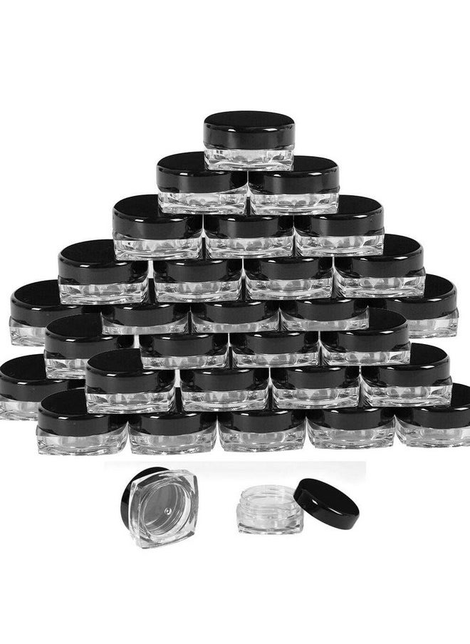 SHREE MAHA PS Acrylic Jars Transparent with Black Cap Cosmetics Container for Creams,Lip Balm, Body Butter, Essential oil, Costemic, Makeup Use, Pack of 46, 5 Gram capacity