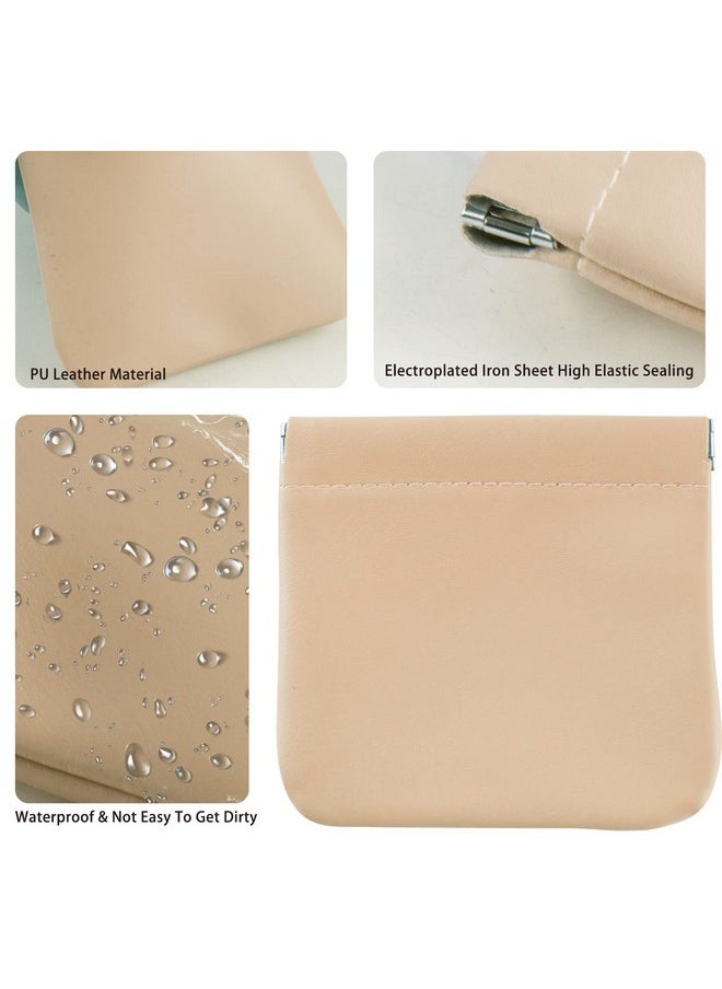 CANIPHA Lambskin Pocket Cosmetic Bag, Waterproof Portable Small Makeup Bag No Zipper Self-closing Small Makeup Pouch for Women Mini Makeup Bag Travel Storage for Cosmetics Headphones Jewelry …, 4PCS,