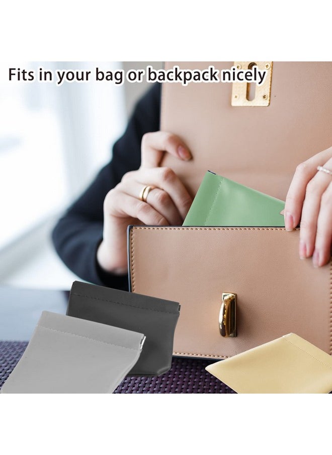 CANIPHA Lambskin Pocket Cosmetic Bag, Waterproof Portable Small Makeup Bag No Zipper Self-closing Small Makeup Pouch for Women Mini Makeup Bag Travel Storage for Cosmetics Headphones Jewelry …, 4PCS,