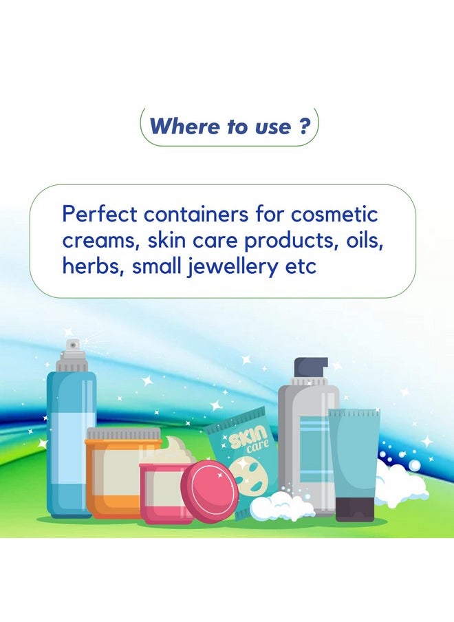 MYOC White Plastic Jar Storage Container with Dome Shape Golden Rim Portable Refillable & Reusable Cosmetic Empty Screw Cap Jar for Preparations of Face Cream Lip Balm Lotion Gel Each 100 GM Pack of 3