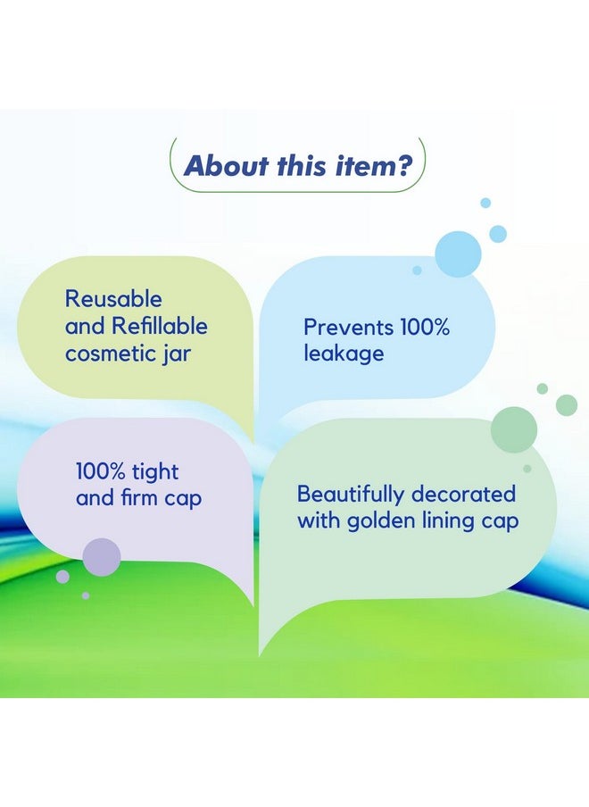 MYOC White Plastic Jar Storage Container with Dome Shape Golden Rim Portable Refillable & Reusable Cosmetic Empty Screw Cap Jar for Preparations of Face Cream Lip Balm Lotion Gel Each 100 GM Pack of 3