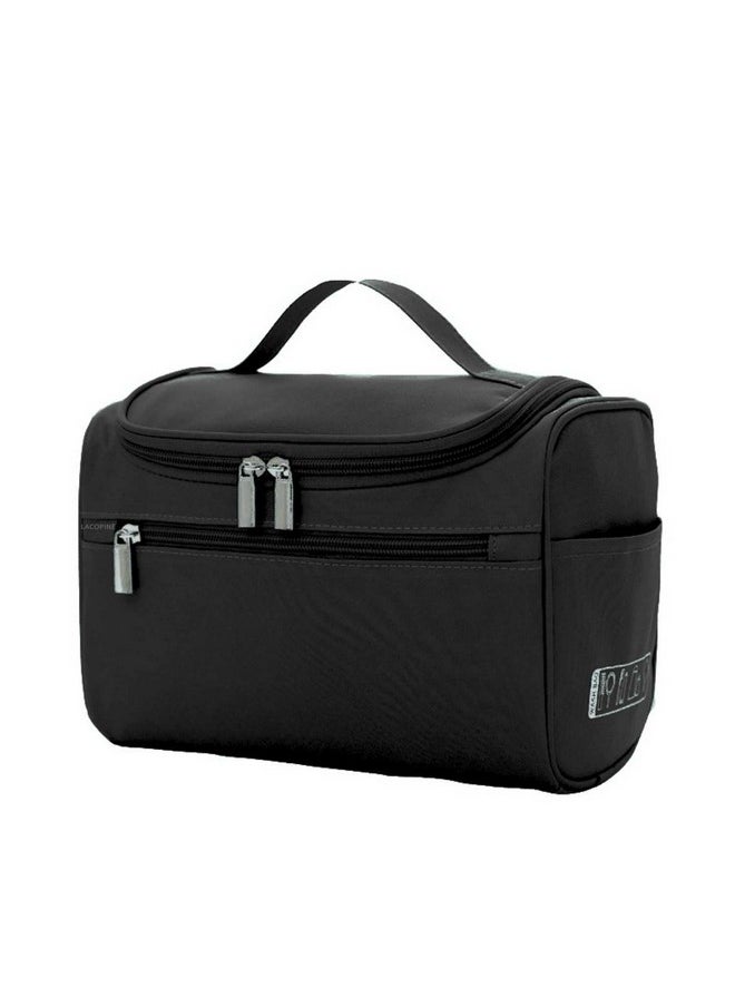 LACOPINE Women's Multi Functional Travel Toiletry Hanging Makeup Organiser Bag (Black)