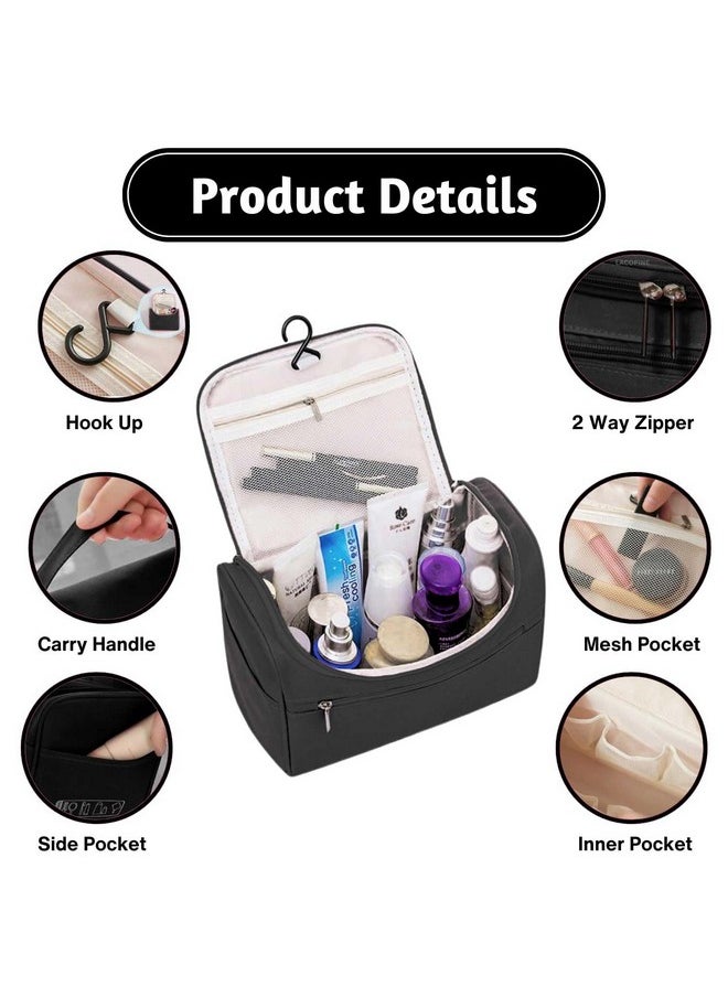 LACOPINE Women's Multi Functional Travel Toiletry Hanging Makeup Organiser Bag (Black)