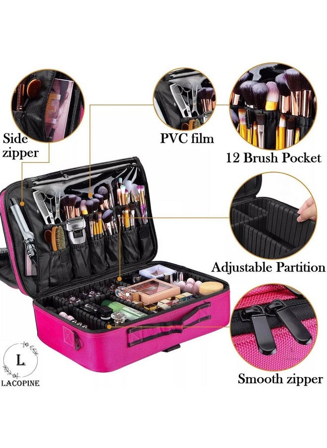 LACOPINE Solid 28 Cms Cosmetic Pouch (Meduim_Makeup Organizer Bag_PINK)