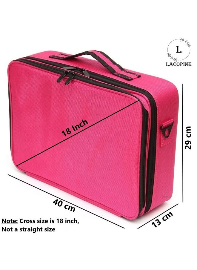 LACOPINE Solid 28 Cms Cosmetic Pouch (Meduim_Makeup Organizer Bag_PINK)