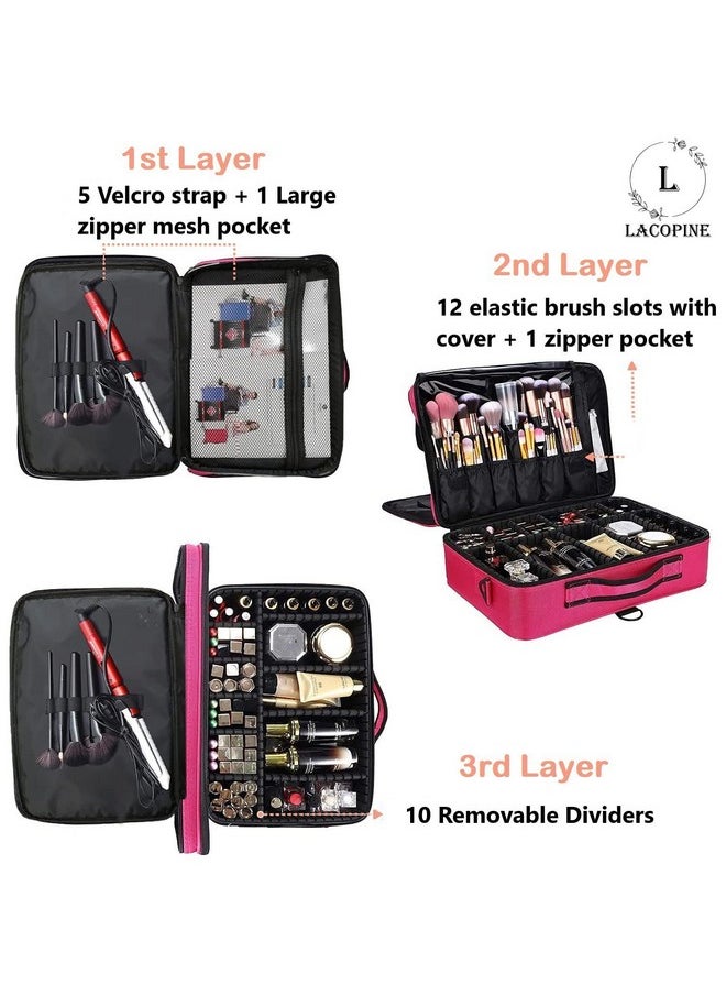 LACOPINE Solid 28 Cms Cosmetic Pouch (Meduim_Makeup Organizer Bag_PINK)