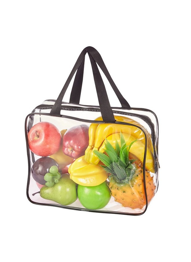 NATURAL STYLE 3 Pieces Clear Makeup Cosmetic Bags for Travel, TSA Approved Clear Toiletry Bag Set with Zipper, Waterproof Transparent PVC Packing Cubes Organizer Storage Bag, Black, Clear Cosmetic