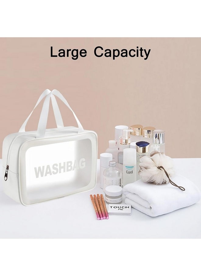 NFI essentials Pack of 3 Transparent Washbag Pouch, Makeup Pouch for Women Cosmetic Organizer Bag Travel Makeup Bag Portable Carry Toiletry Storage Bag Pouch for Girls