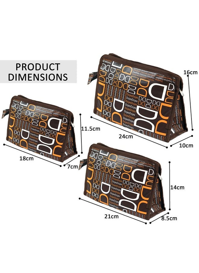 TULMAN Travel Cosmetic Pouch (Set of 3 Dojes Brown) - Multipurpose Organizer for Makeup, Jewelry, Toiletries & Accessories Organizer Synthetic Material - Compact & Lightweight - Unisex for Men & Women