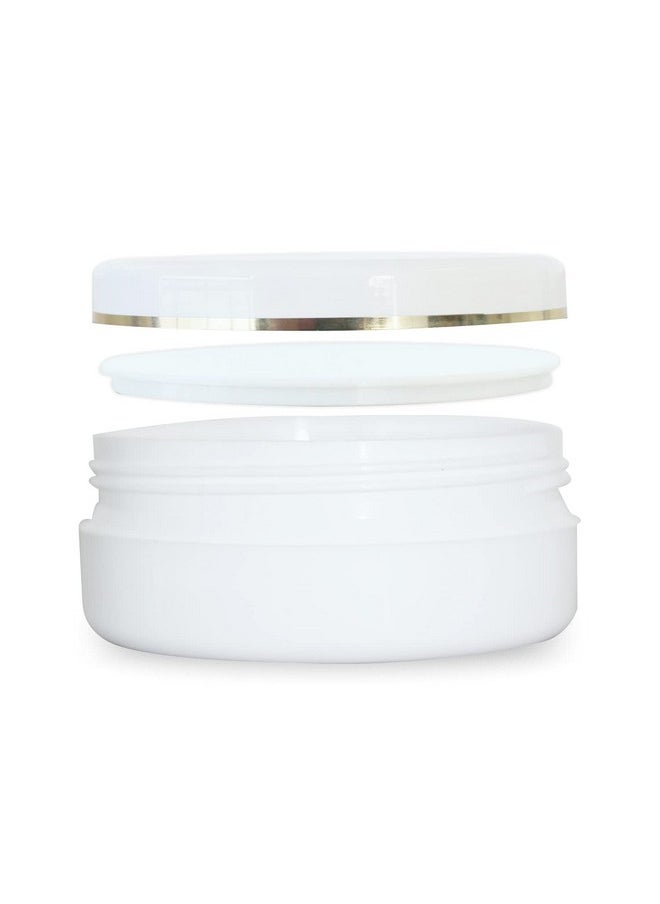 MYOC White Plastic Jar Storage Container with Dome Golden Rim Lid Portable Refillable & Reusable Cosmetic Empty Jar For Face Cream Lip Balm Lotion Gel with Inner Lid For Zero Spillage 50gm- Pack of 6