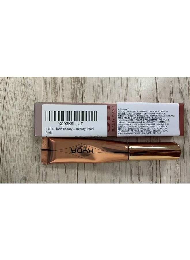 Blush Beauty Wand, Shimmer Face Blush with Cushion Applicator, Natural Pearl Finish, Silky Smooth Creamy Formula, Lightweight Blendable Blush Rouge Stick-Pearl Pink
