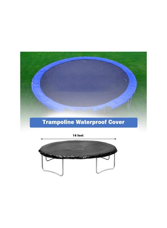 14ft Trampolines Weather Cover,Round Waterproof Trampoline Cover Rain Snow Sun Shade Protection Cover, Black