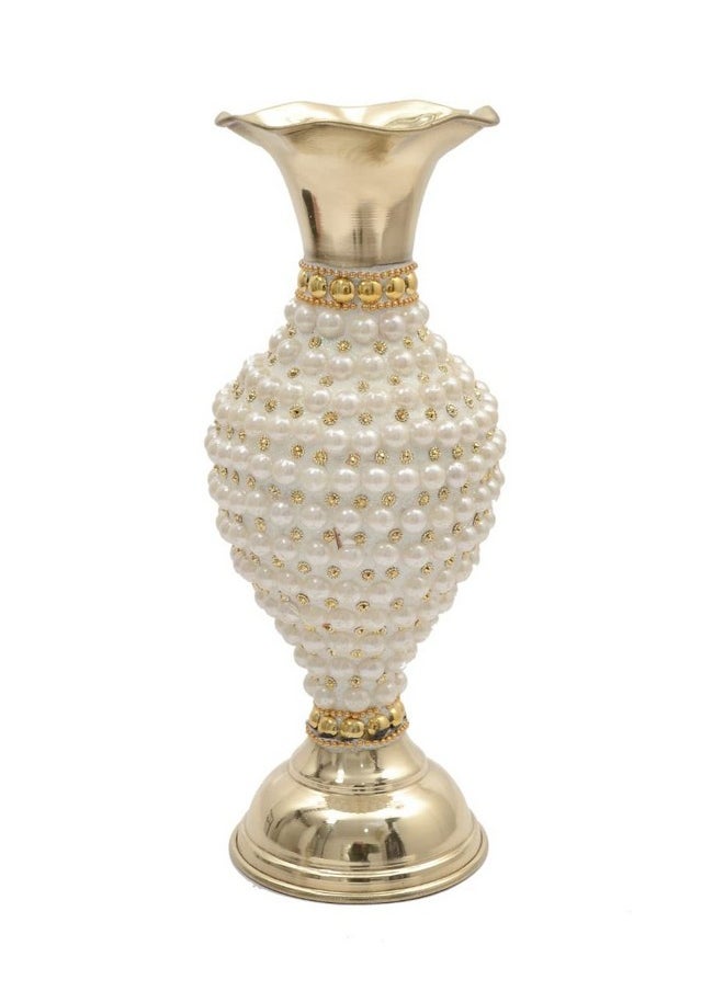 Skywalk Hand Crafted Metal Flower Vase for Home Decoration (Golden, 10 Inch)