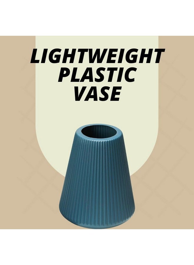 SATYAM KRAFT 1 Piece Big Size Unbreakable & Light Weight Plastic Nordic Design Vase for Gifting,Home,Bedroom,Office Corner,Living Room,Restaurant Centerpieces,Christmas,Wedding Decoration (Blue)