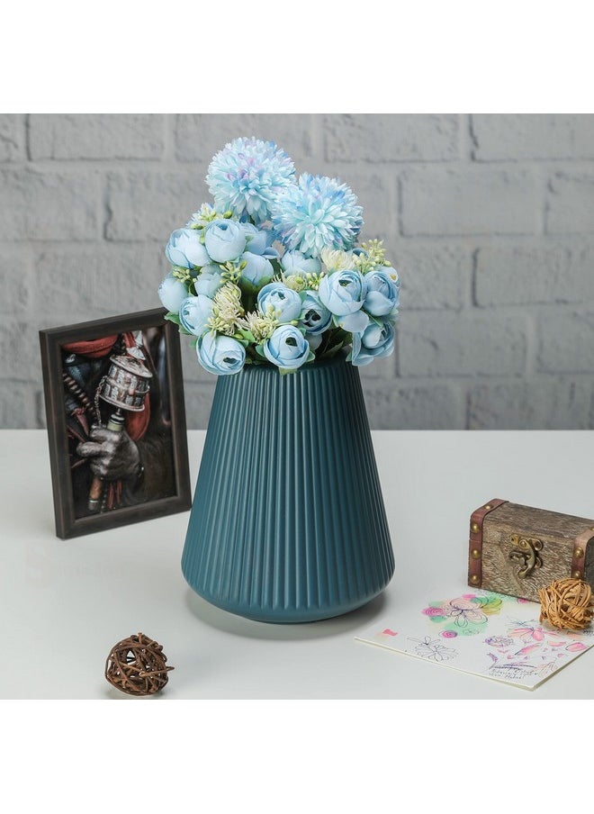 SATYAM KRAFT 1 Piece Big Size Unbreakable & Light Weight Plastic Nordic Design Vase for Gifting,Home,Bedroom,Office Corner,Living Room,Restaurant Centerpieces,Christmas,Wedding Decoration (Blue)