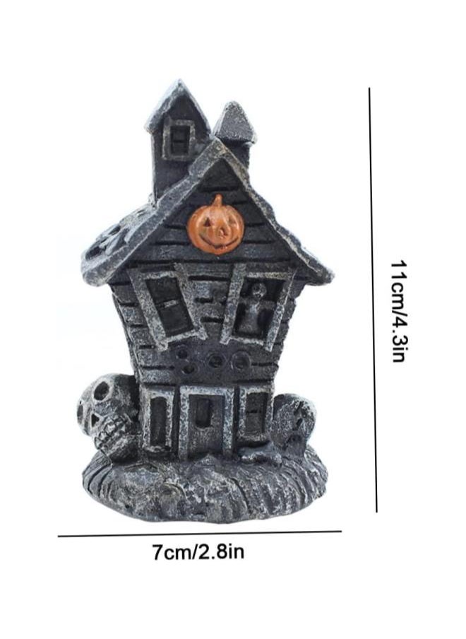 Halloween Mini Haunted House Spooky Village Figurine Lighted Pumpkin Statue Ornament Style 2