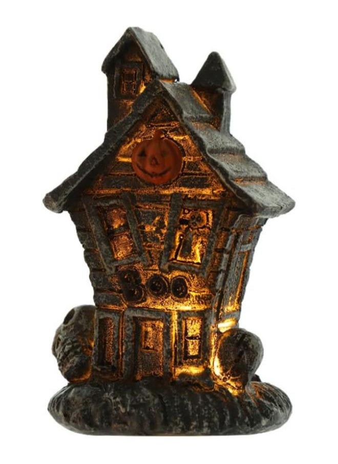 Halloween Mini Haunted House Spooky Village Figurine Lighted Pumpkin Statue Ornament Style 2