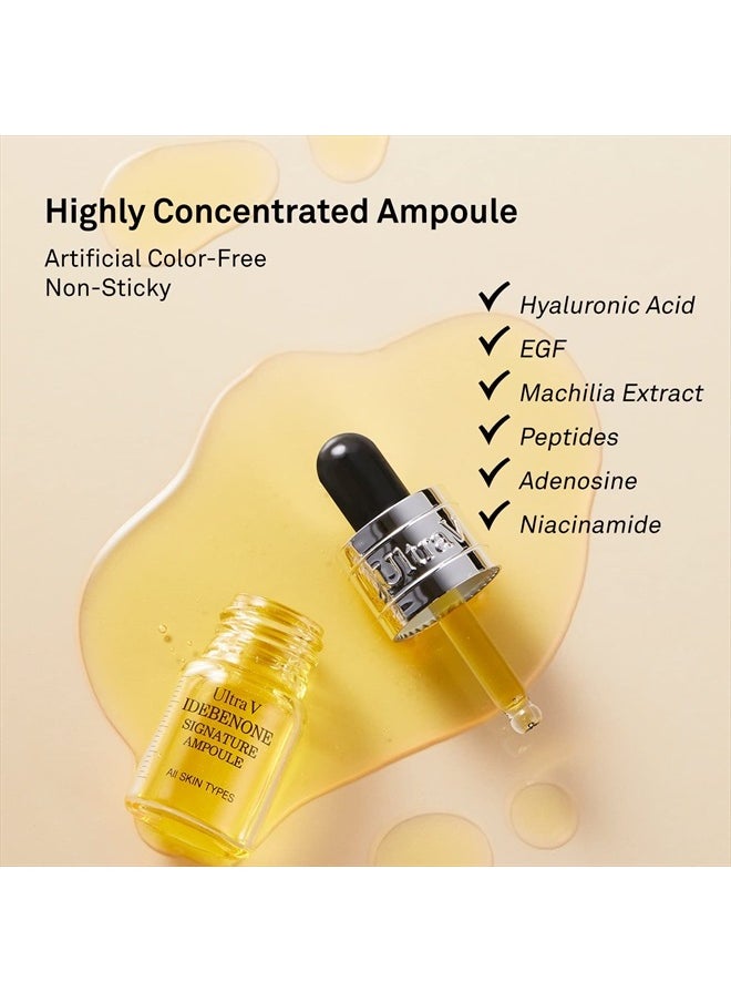 UltraV Idebenone Signature Ampoule - Anti Aging Antioxidant Serum – Peptides, Niacinamide, Hyaluronic Acid – Anti Wrinkle, Smoothes, Softens Skin - 0.27 fl.oz 4 Packs 12,000ppm