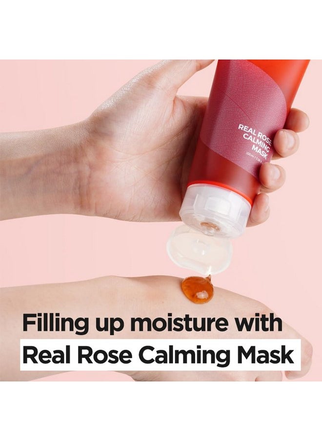 ISNTREE Real Rose Calming Face Mask 3.38 fl. oz. | Moisturizing Nourishing & Soothing 60% Damask Rose Water, Amino Acids Complex Hyaluronic Acid | Remove Dead Skin Cells Pore Build-ups | Korean Skin C