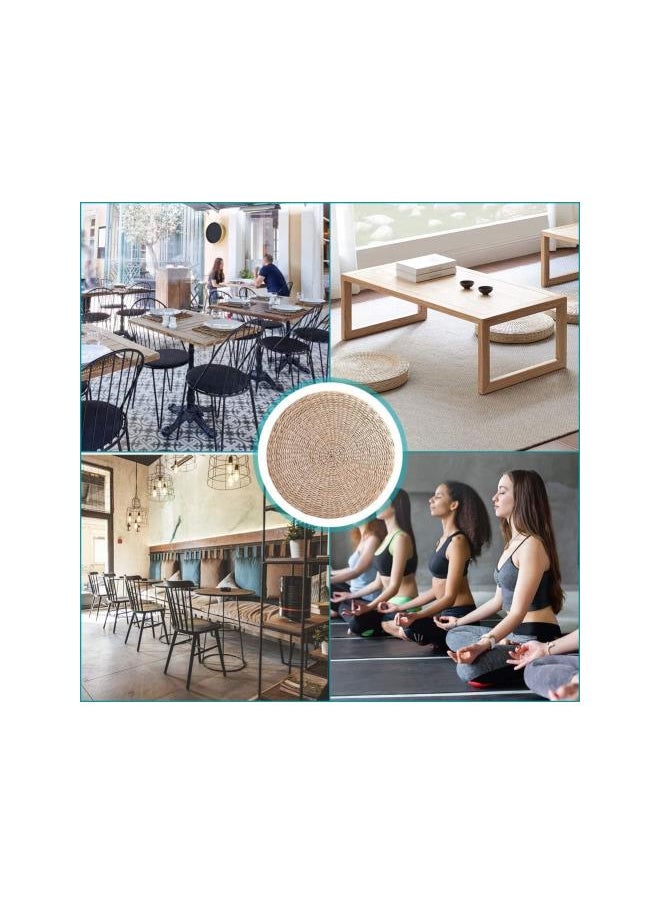 Tatami Floor Cushion, 40cm Round Pouf Tatami Cushion Floor Cushions Straw Meditation Soft Yoga Mat