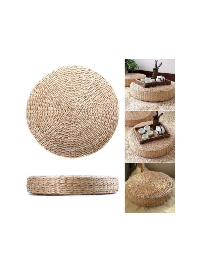 Tatami Cushion, Woven Straw Tatami Straw Pad Handmade Round Tatami Yoga Floor Seat Pillow Yoga Mat Meditation Pillow Cushion for Home Garden Dining Room Decoration (Dia.) 15.75