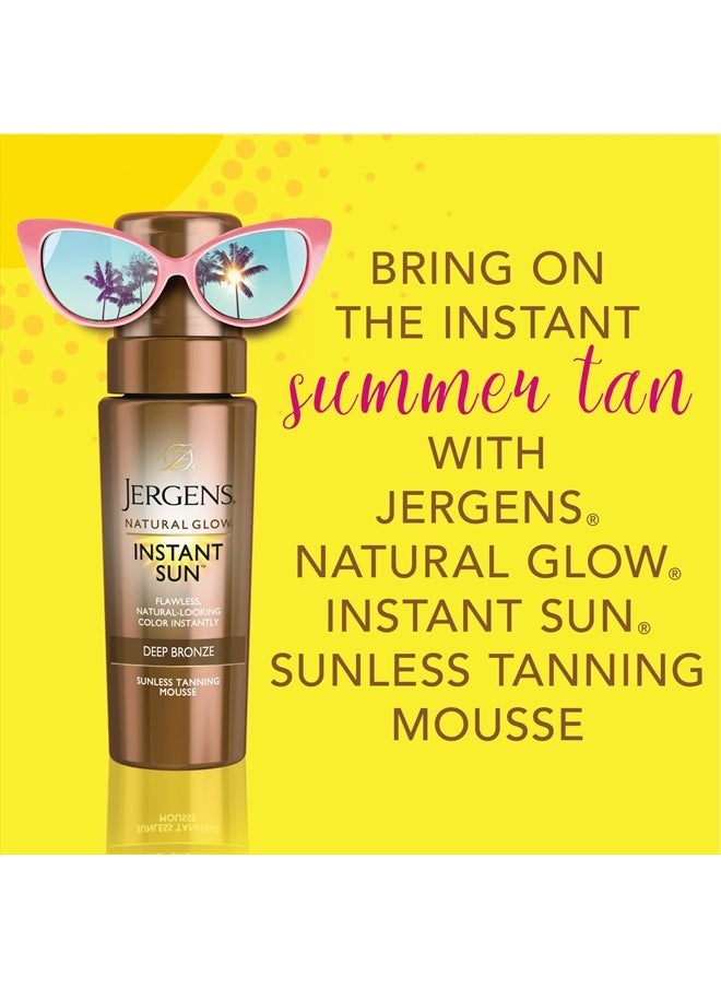 Natural Glow Instant Sun Body Mousse, Self Tanner for Deep Bronze Tan, Sunless Tanning Body Bronzer for Natural Looking Color Instantly, 6 Oz, Pack of 2