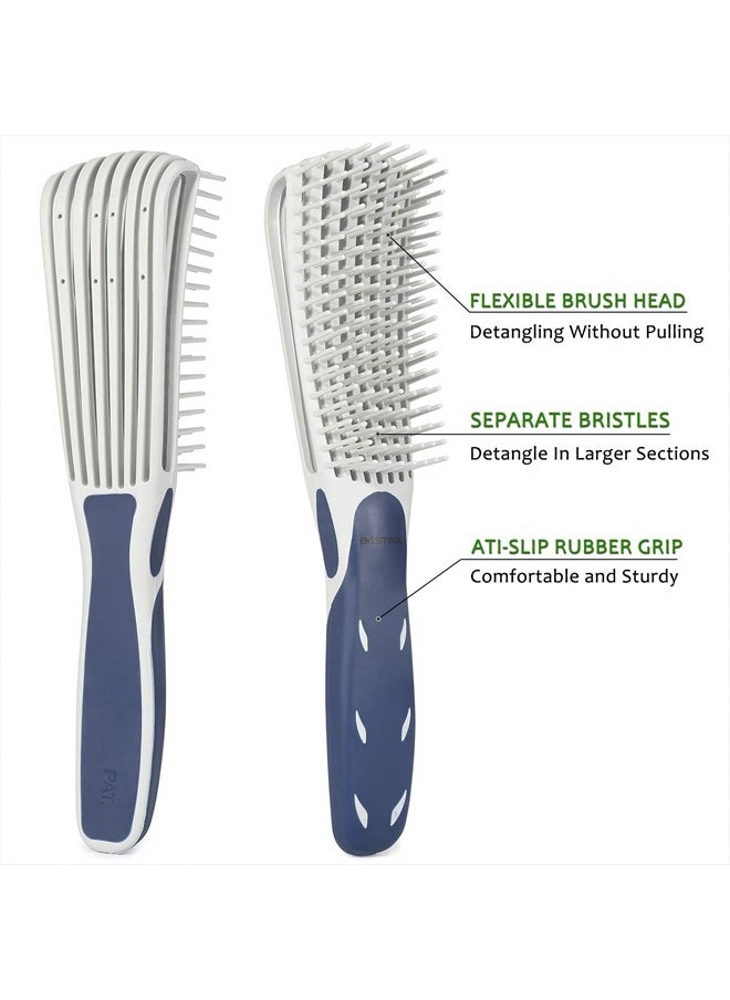 Detangling Brush for Curly and Natural Black Hair, Afro 3/4abc Texture, Faster and Easier Detangling of Wet or Dry Hair with No Pain (Blue)