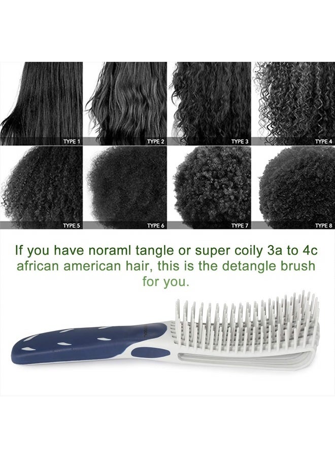 Detangling Brush for Curly and Natural Black Hair, Afro 3/4abc Texture, Faster and Easier Detangling of Wet or Dry Hair with No Pain (Blue)