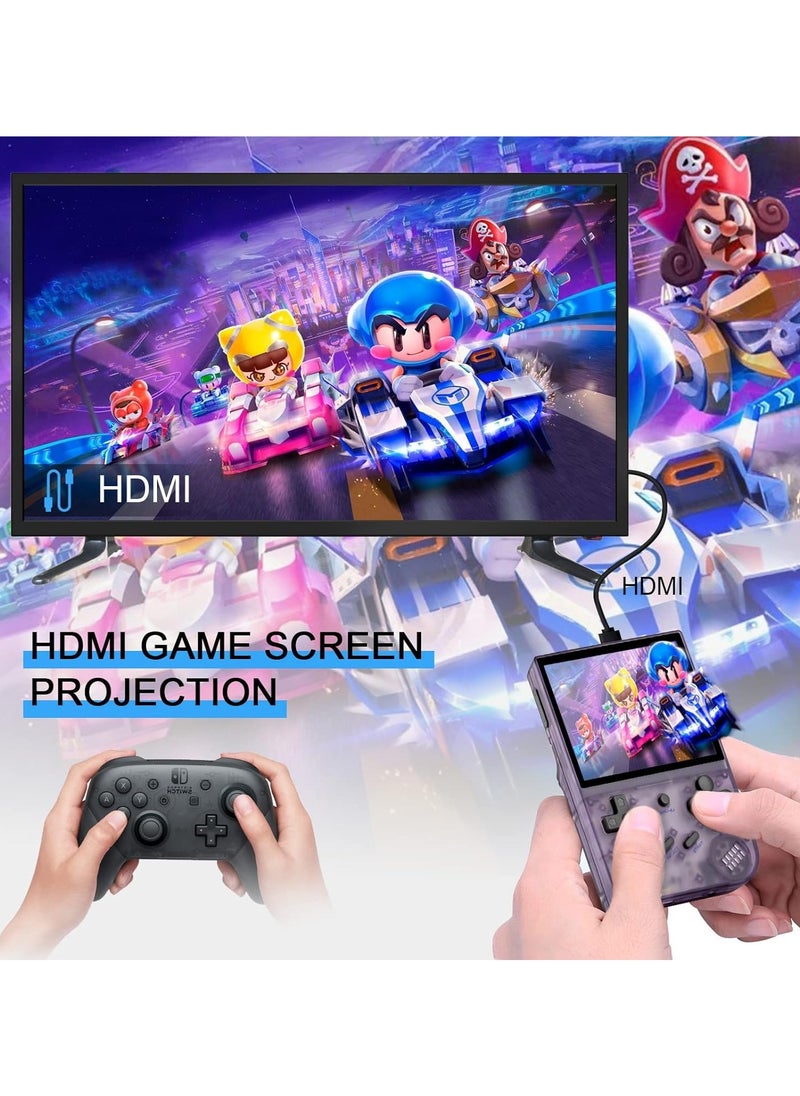 Anbernic RG35XX Handheld Game Console Retro Games Consoles with 3.5 Inch IPS Screen 64G TF Card 5474 Classic Games 2100mAh Battery Support Linux, HDMI and TV Output Purple