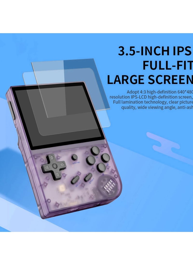 Anbernic RG35XX Handheld Game Console Retro Games Consoles with 3.5 Inch IPS Screen 64G TF Card 5474 Classic Games 2100mAh Battery Support Linux, HDMI and TV Output Purple