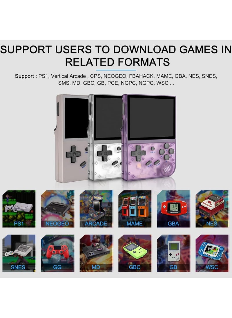 Anbernic RG35XX Handheld Game Console Retro Games Consoles with 3.5 Inch IPS Screen 64G TF Card 5474 Classic Games 2100mAh Battery Support Linux, HDMI and TV Output Purple