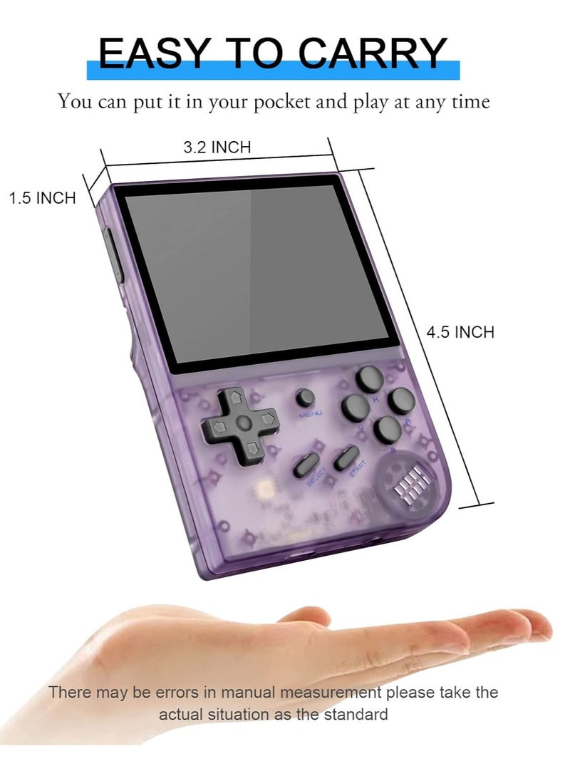 Anbernic RG35XX Handheld Game Console Retro Games Consoles with 3.5 Inch IPS Screen 64G TF Card 5474 Classic Games 2100mAh Battery Support Linux, HDMI and TV Output Purple
