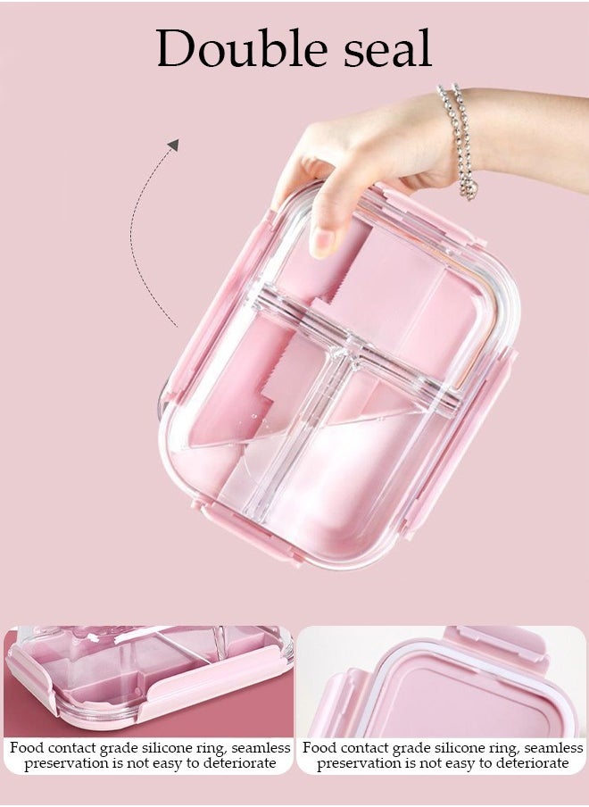 3 Pieces of Glass Meal Prep Containers，Leak Proof Lunch Box，Food Storage Containers with Lids，BPA Free，for Microwave, Oven, Freezer and Dishwasher,Pink