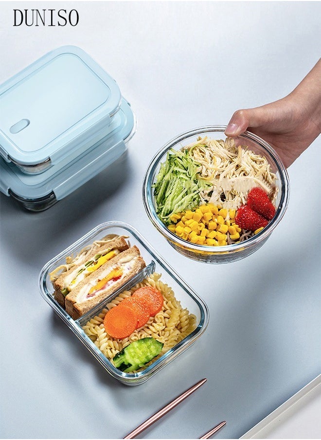 3 Pcs Glass Meal Prep Containers，Leak Proof Lunch Box，Food Storage Containers with Lids，with Durable Lock Covers，for Microwave, Oven, Freezer and Dishwasher,，BPA Free，680ml,2Pcs 1040ml