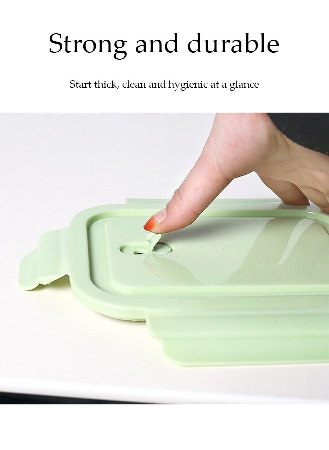2 Pieces 1040ml Portable Glass Lunch Boxes, Microwave Glass Kitchen Preparation Containers, Durable Lockable Fresh-Keeping Boxes, With Insulated Bag Tableware Suitable For Children And Adults,Light Green