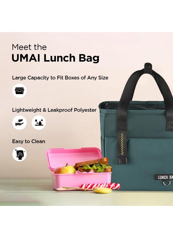 UMAI Insulated Lunch Bag for Kids, Women & Men, Ideal Tote Tiffin Bag for Office/School/Camping/Gym-Lightweight, Durable Handle, Large Capacity, Multifunctional Pockets, Easy to Clean (Green)