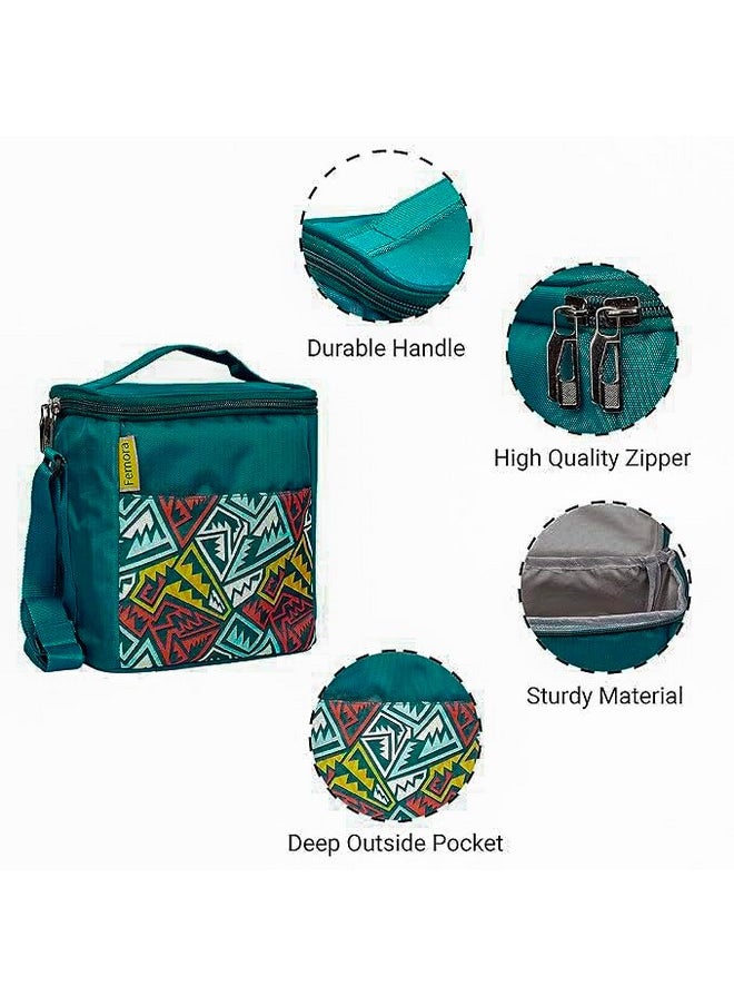 Femora Glass Lunch Box with Bag Set of 3 Containers, Rectangular- 400 ML Each, Clear, Microwavable Borosilicate Glaas, Ideal for College, Travel Office, Blue