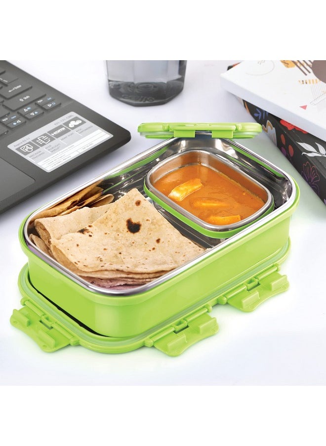 CELLO Thermo Click Big Steel Insulated Lunch Box, Green | Tiffin for Men & Women | Snacks Tiffin for Kids | Leak-Proof & Unbreakable Lid with 4 Sided Click Lock | Ideal for Office, School, College