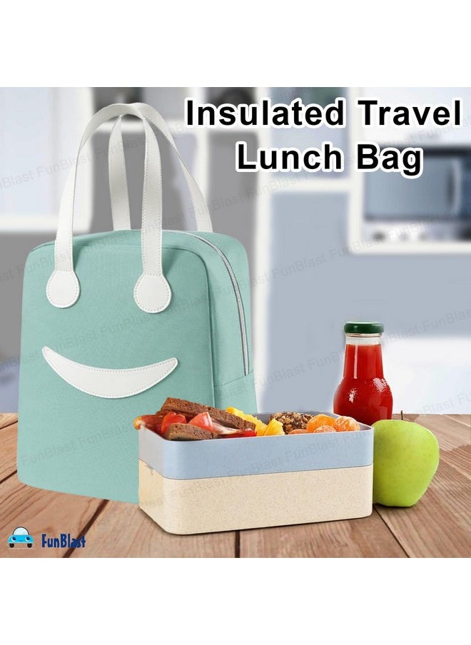 FunBlast Lunch Bag - Insulated Travel Lunch Bag for Office, Multi-Purpose Lunch Box Carrying Bag for Women/Men/Tiffin/Storage Bag for Lunch Box, Tiffin Bag (Green)