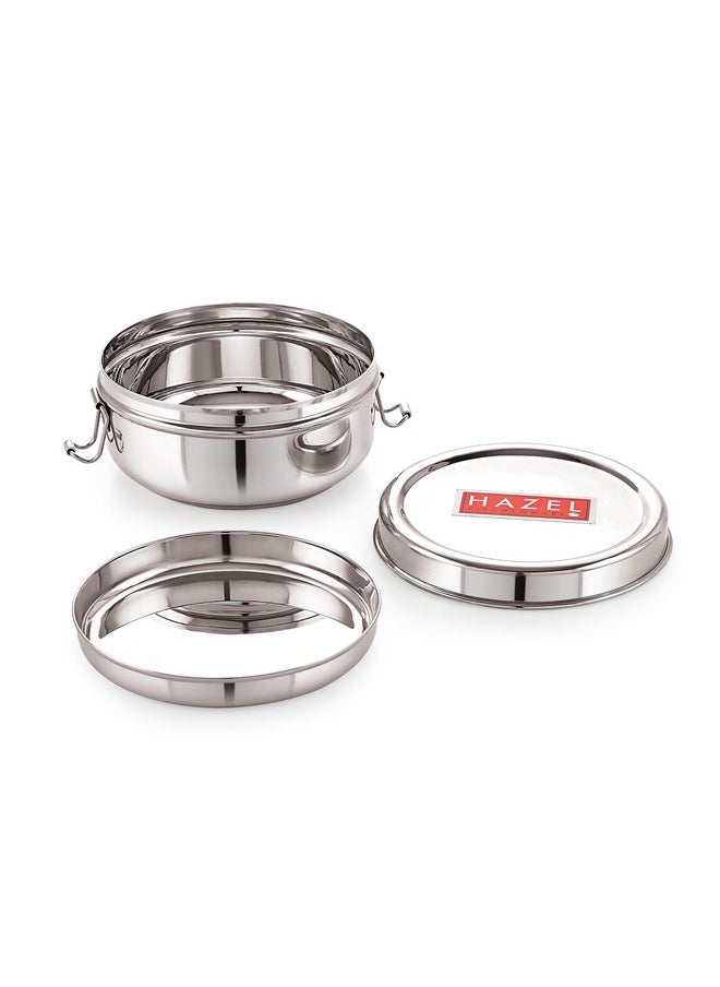 Hazel Stainless Steel Traditional Design Tiffin Lunch Container with Locking Clip Set of 3, 350, 500 & 700 ML