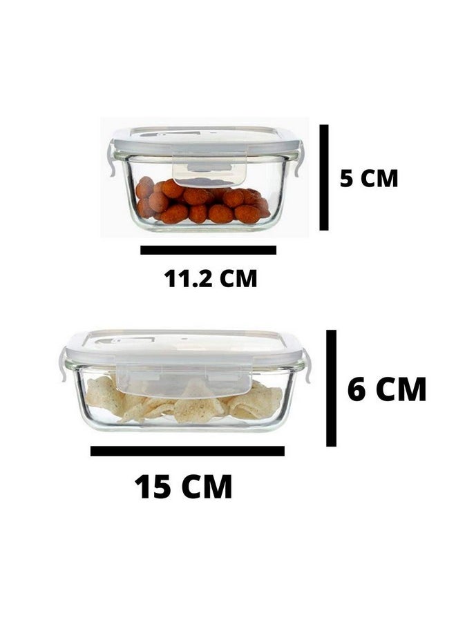 Femora Glass Lunch Box with Bag Set of 3 Containers (Square- 300 ML, Rectangular- 620 ML) Clear, Microwavable Borosilicate Glaas, Ideal for College, Travel Office, Camel Black