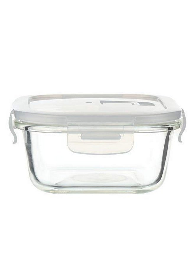 Femora Glass Lunch Box with Bag Set of 3 Containers (Square- 300 ML, Rectangular- 620 ML) Clear, Microwavable Borosilicate Glaas, Ideal for College, Travel Office, Camel Black